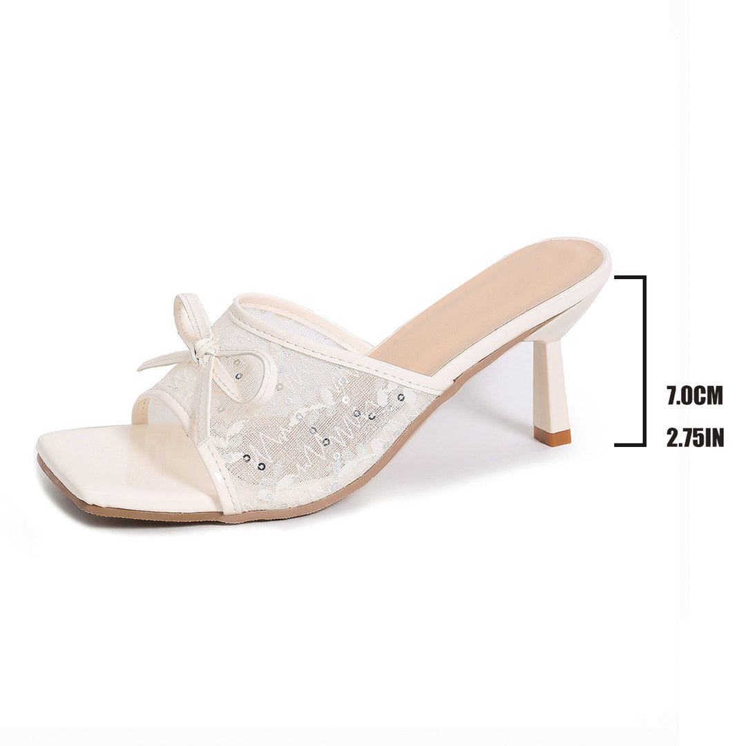Damen Offene High-Heels Sandalen mit elegantem Spitzen-Design EB