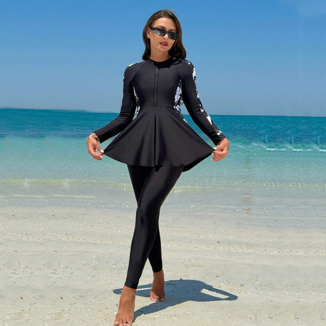 Damen Modischer UV-Schutz Surfanzug mit Peplum-Design EB