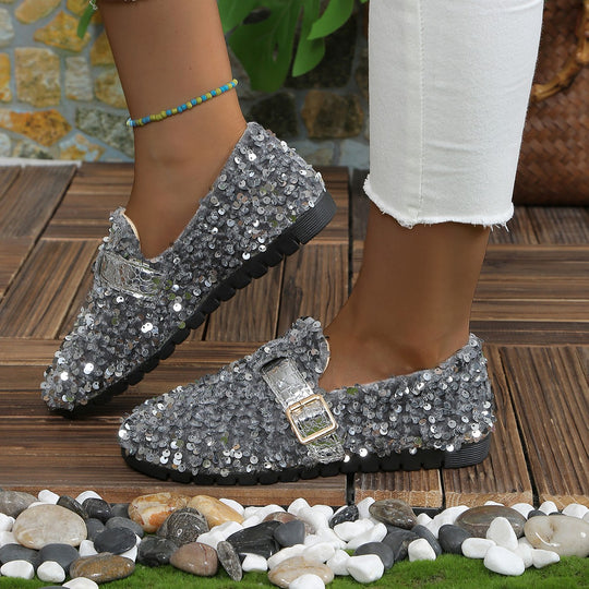 Damen Glitzernde Slipper mit modischem Schnallen-Detail EB