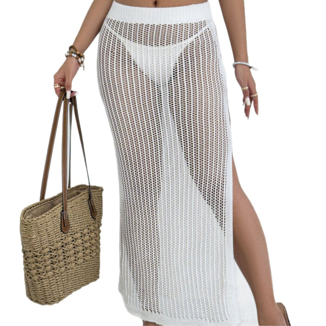 Damen transparenter Strandrock mit seitlichen Schlitzen EB