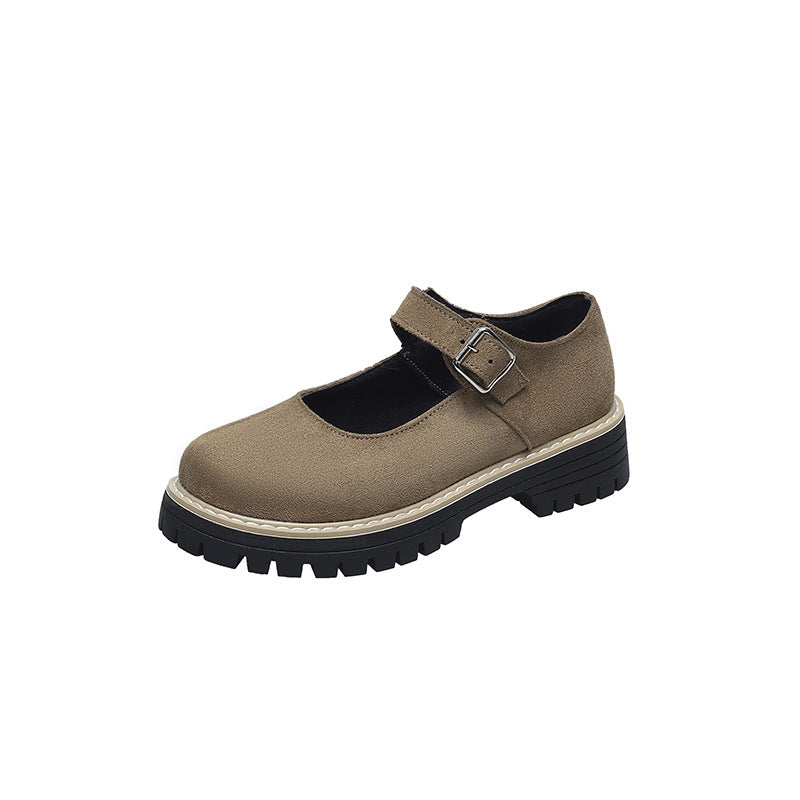 Damen Retro Mary Jane Schuhe mit robustem Profil und verstellbarem Riemen EB