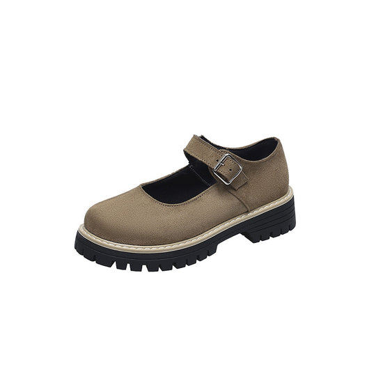 Damen Retro Mary Jane Schuhe mit robustem Profil und verstellbarem Riemen EB