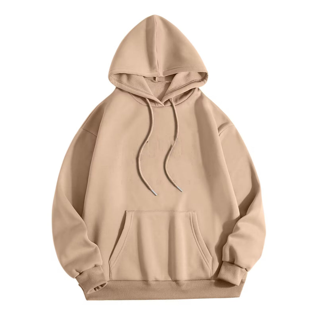 Unisex Oversize-Fleece-Hoodie mit tiefer Schulter, Kängurutasche und breitem Rippbund EB