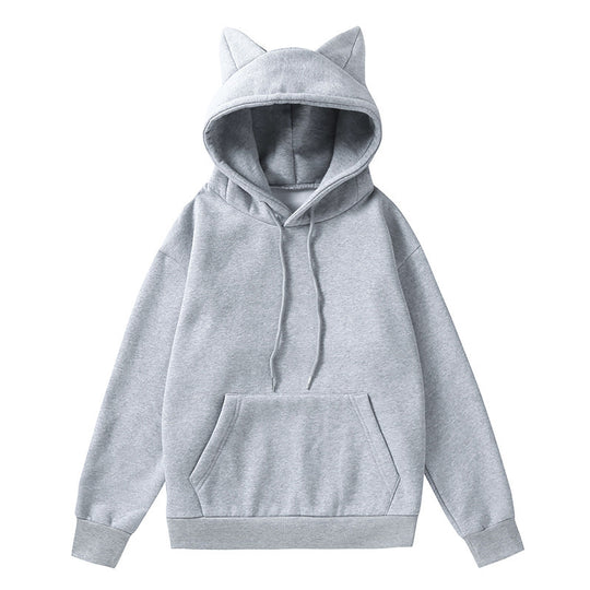 Damen Kapuzenpullover mit Katzenohren und weichem Innenfutter EB