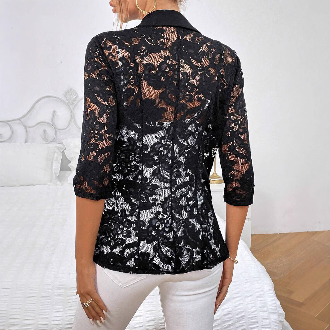 Damen Blazer mit Spitzenärmel und eleganter Passform EB