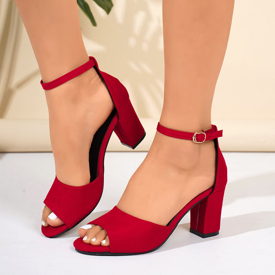 Damen Offene Sandalen mit modischem Blockabsatz und verstellbarem Riemchen EB