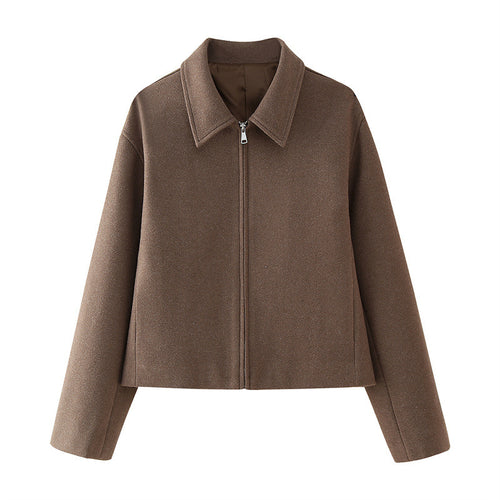 Damen Kurzjacke mit modernem Kragen und praktischen Reißverschluss EB