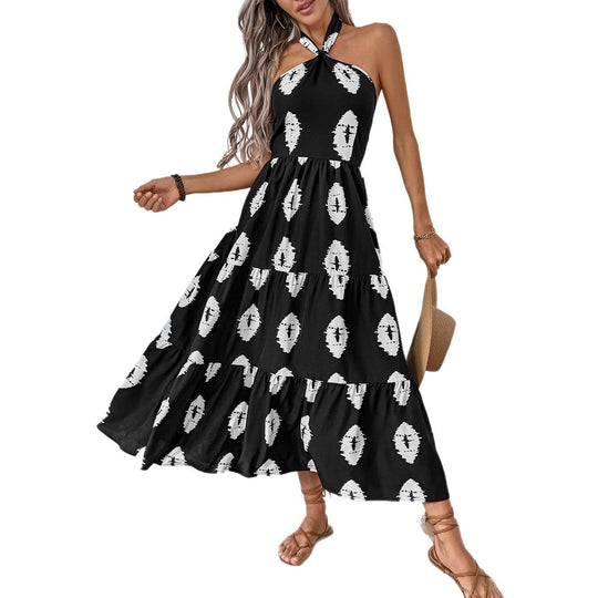 Damen Boho Maxikleid mit asymmetrischen Trägern EB