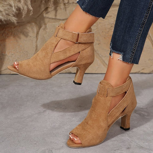 Damen elegante Peeptoe-Pumps mit modischem Schnitt und komfortablem Blockabsatz EB