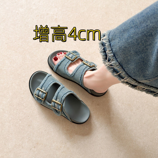 Damen Komfortable Sandalen mit doppeltem Schnallenverschluss EB