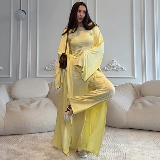 Damen weiter geschnittenes Jumpsuit-Set mit lässigen Ärmeln EB