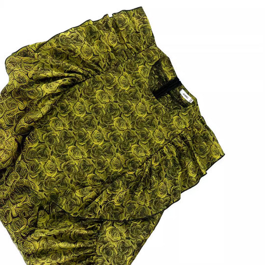 Damen Kleid mit voluminösen Rüschen und floralem Muster EB