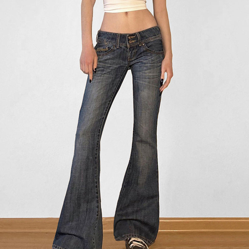 Damen Flared Jeans mit hohem Taillenbund und modischen Details EB