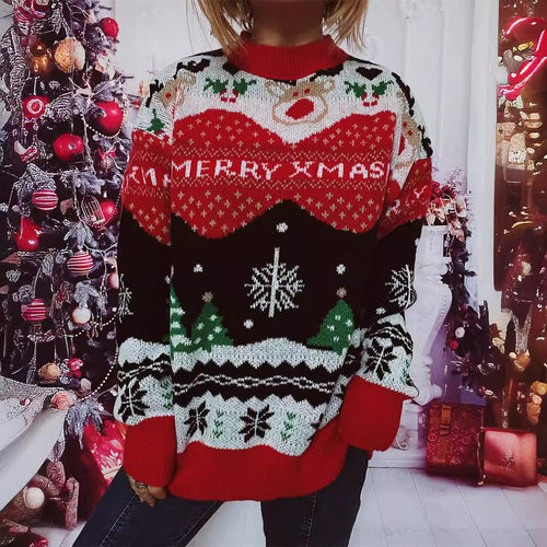 Damen Weihnachts-Pullover mit festlichem Design und gemütlichem Schnitt EB
