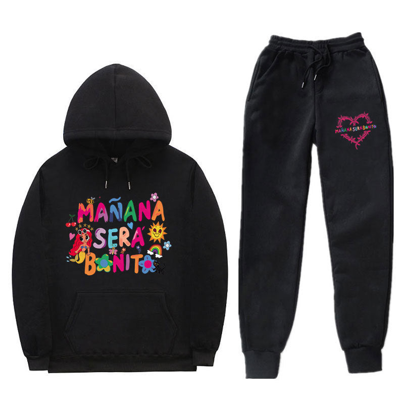Damen Sweatshirt- und Jogginghose-Set mit buntem Aufdruck EB