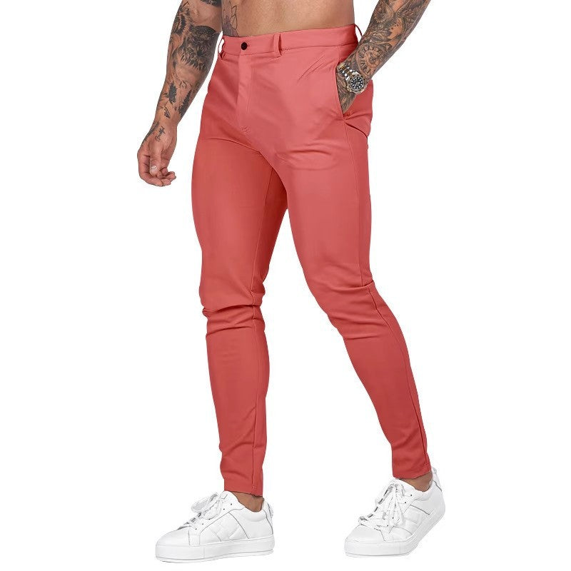 Herren elegante Slim-Fit Chinohose mit elastischem Bund und praktischen Taschen EB