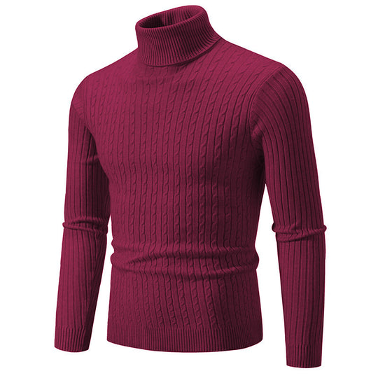 Herren nan Rollkragenpullover mit Zopfstrick und schlanker Passform EB