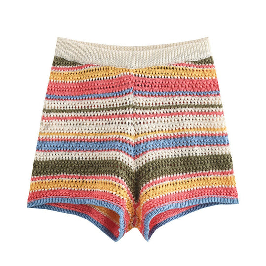 EB | Gehäkeltes Kurzarm-Shorts-Set mit hoher Taille