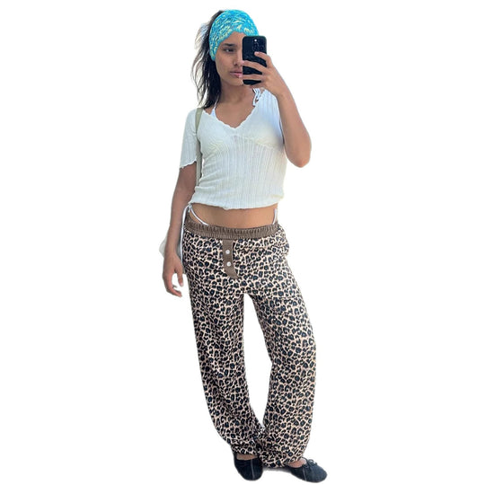 Damen Modische Leoparden-Hose mit elastischem Bund EB