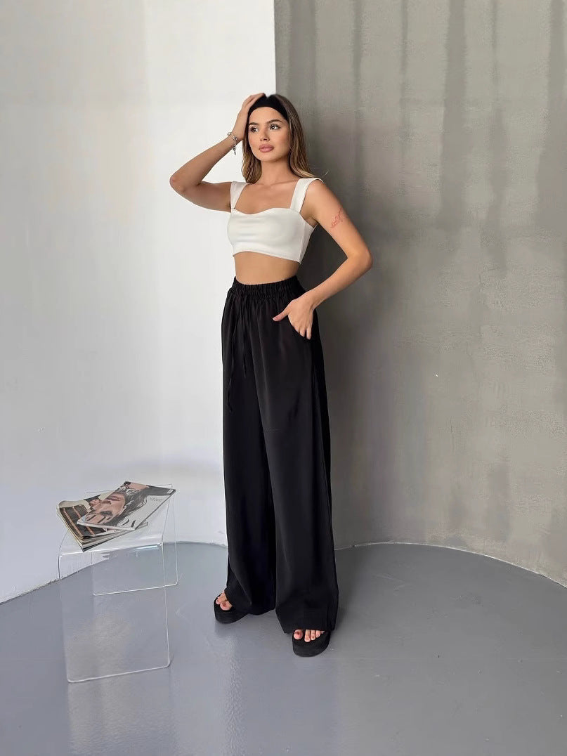 Damen Elegante und fließende Palazzo-Hose EB
