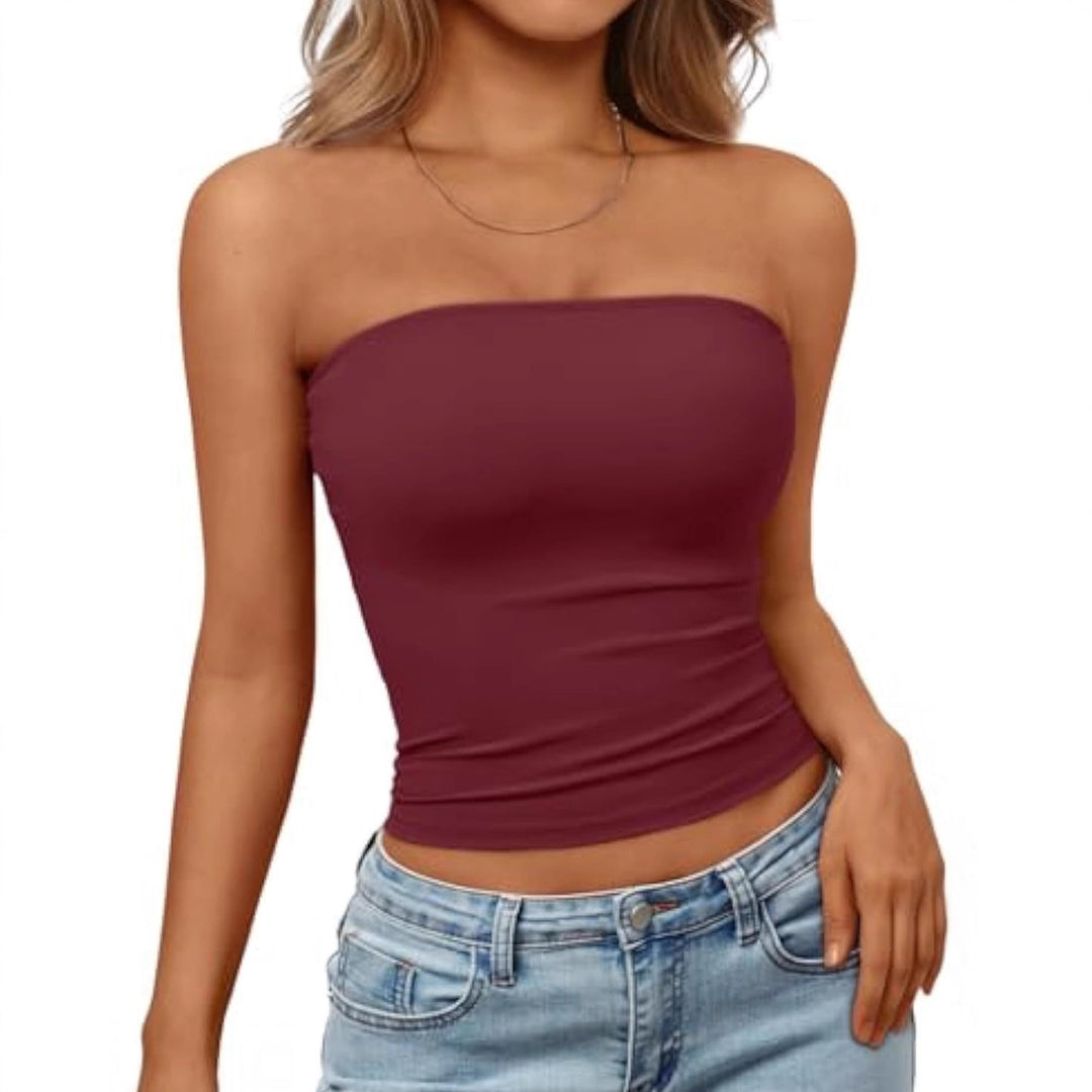 Damen Bandeau-Oberteil aus elastischem Material mit figurbetontem Schnitt EB