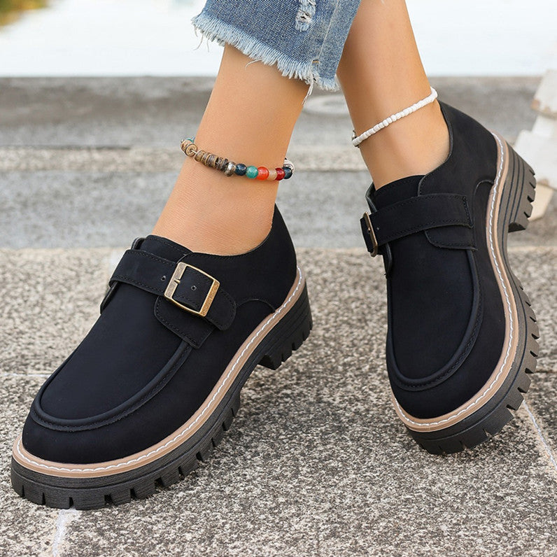 Damen Modische Mokassins mit bequemer Sohle und schnallenverziertem Design EB