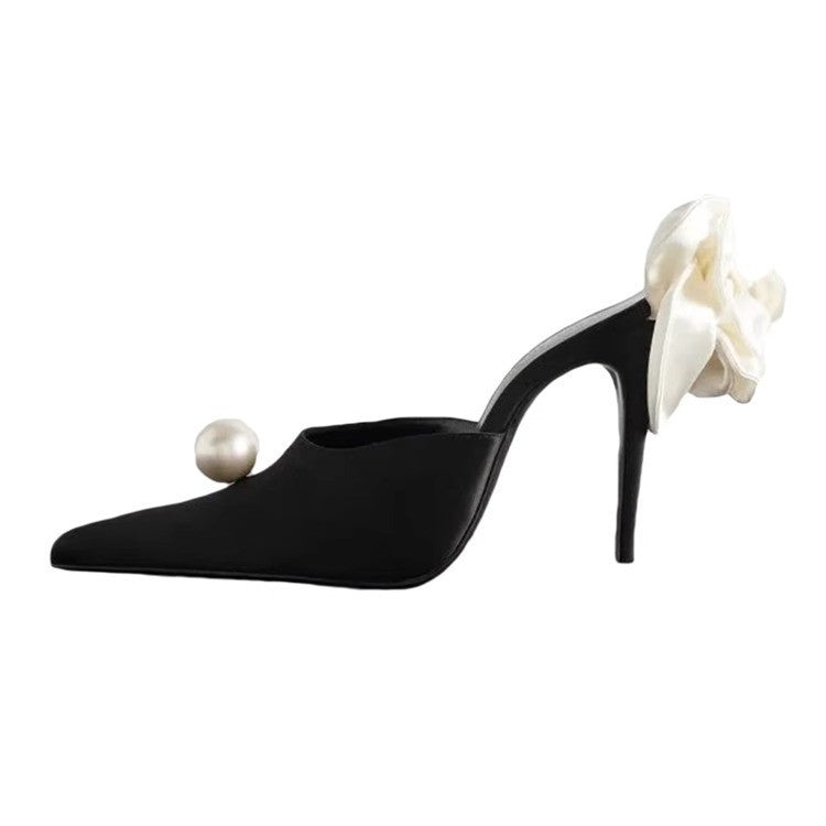 Damen elegante spitze High Heel Schuhe mit dekorativer Perlen- und Blumenapplikation EB