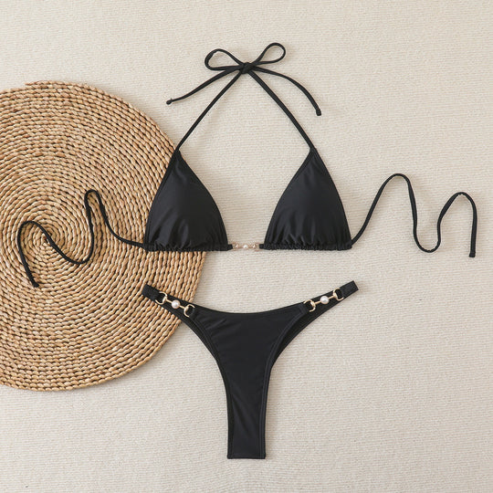 Damen Bikini-Set mit verstellbaren Trägern und modischen Ringdetails EB
