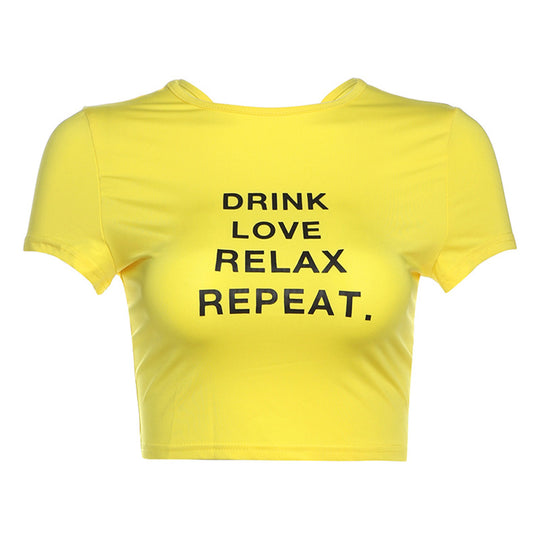 Damen cropped T-Shirt mit Motivdruck EB