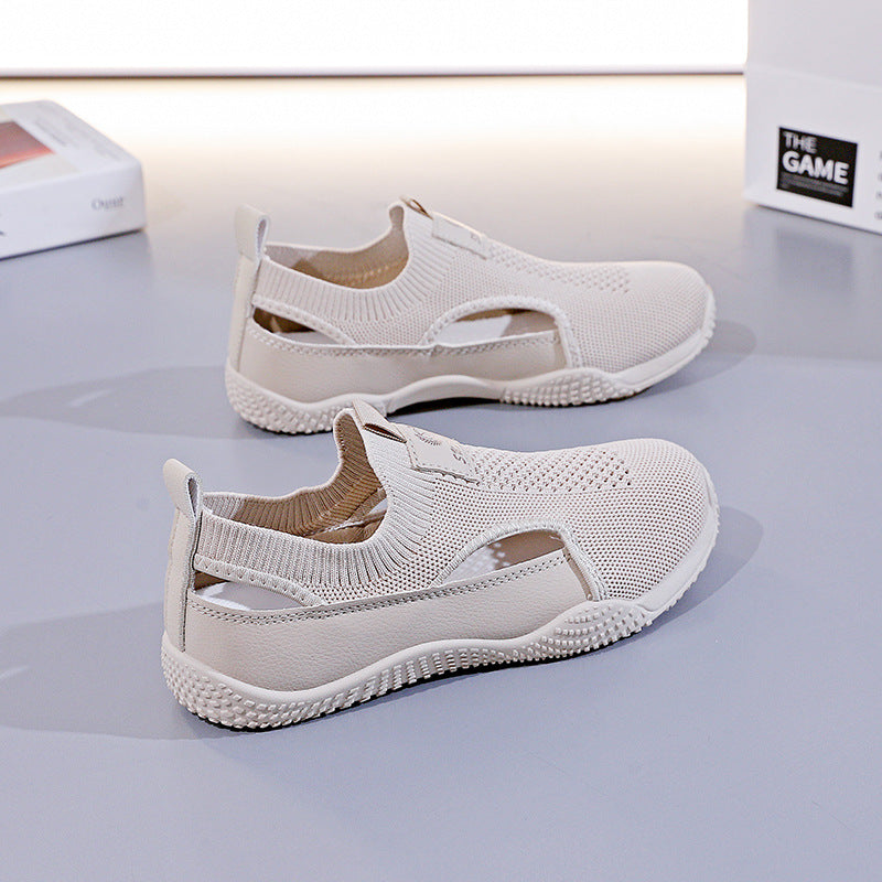 Damen Atmungsaktive Sportsneaker mit elastischem Strickdesign und rutschfester Sohle EB