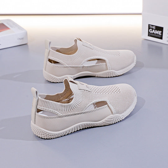 Damen Atmungsaktive Sportsneaker mit elastischem Strickdesign und rutschfester Sohle EB