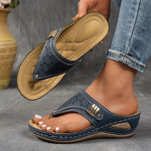 Damen Komfortable Zehenstegsandalen mit ergonomischem Fußbett EB
