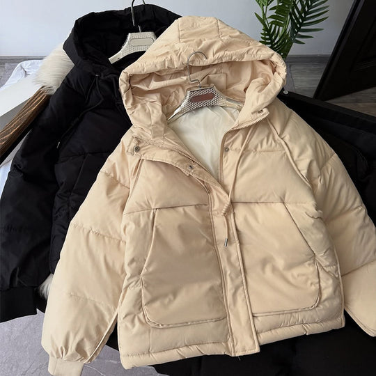 Damen warme Daunenjacke mit verstellbarer Kapuze EB