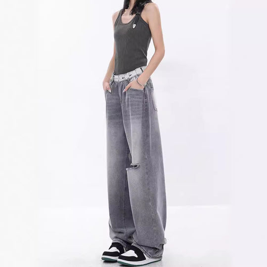 Damen Weite Jeans im modernen Oversized-Schnitt mit einzigartigen Waschungen EB