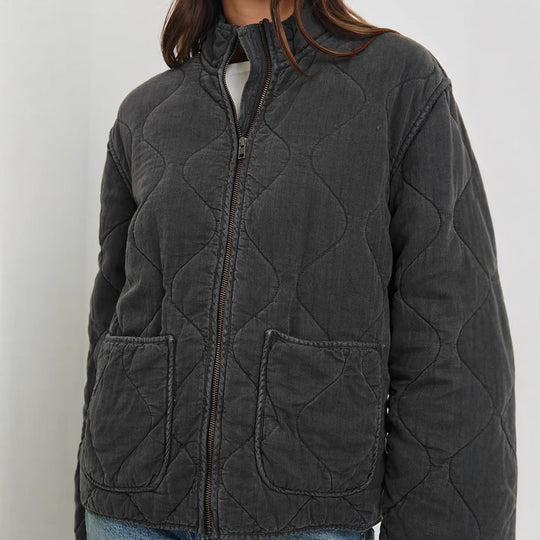 Damen gesteppte Utility-Jacke mit praktischen Taschen und hohem Kragen EB