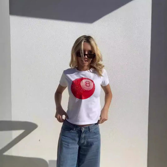 Damen Crop-Top mit floralem Grafikdruck und figurbetontem Schnitt EB