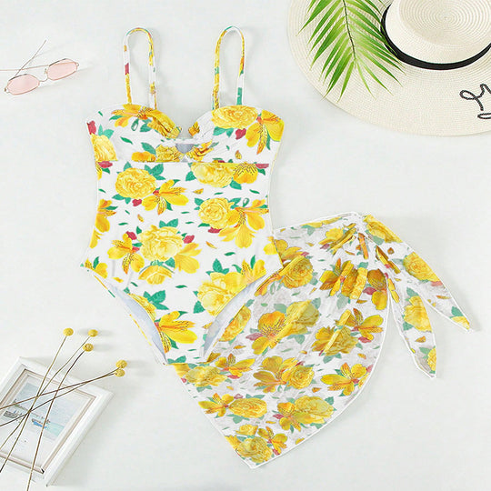 Damen Bademode mit floralem Design und elegantem Wickelrock EB