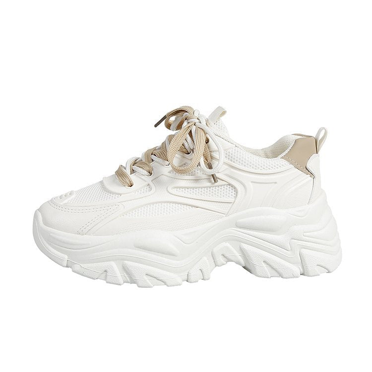 Damen modische Chunky Sneakers mit atmungsaktiver Mesh-Oberfläche und trendigem Schnürsenkeldesign EB