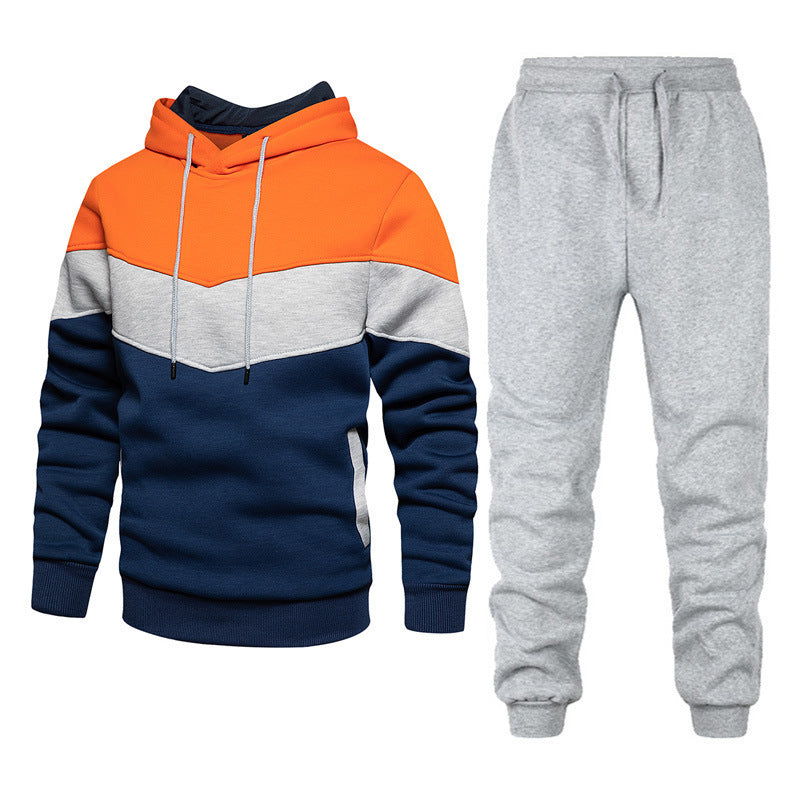 Herren nan athleisure-Set mit Chevron-Kapuze, fleecegefüttertem Pullover und schmal zulaufender Jogginghose EB