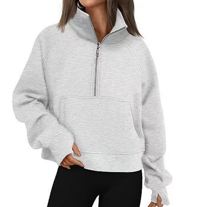 Damen Sportlicher Hoodie mit hohem Kragen EB