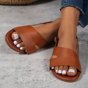 Damen bequeme Sandalen mit offenem Design und verstellbarem Riemen EB