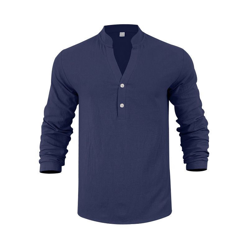 Herren Langarm-Henley-Shirt mit bequemen Knöpfen und lässigem Schnitt EB