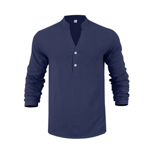 Herren Langarm-Henley-Shirt mit bequemen Knöpfen und lässigem Schnitt EB