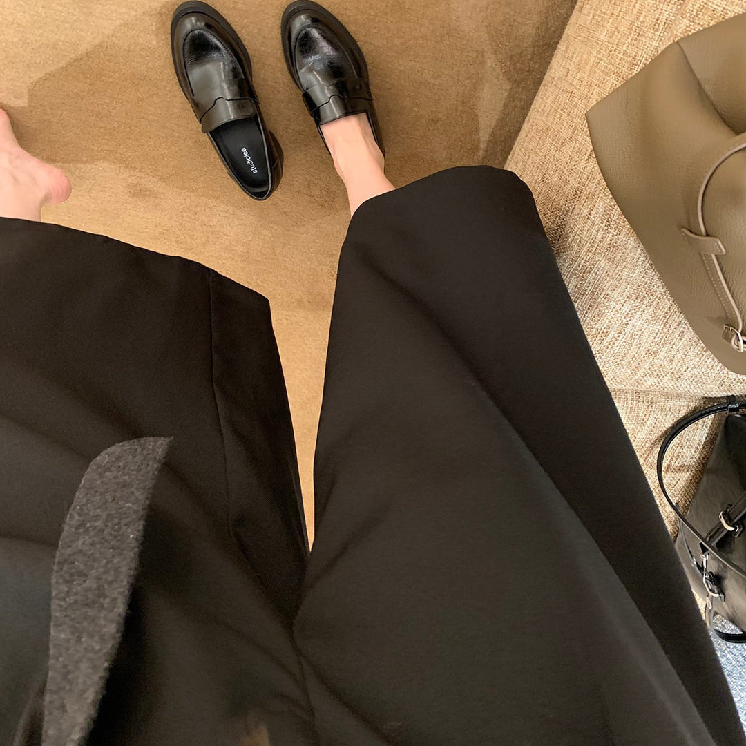 Damen modische Loafers mit glänzender Oberfläche und komfortablem Blockabsatz EB
