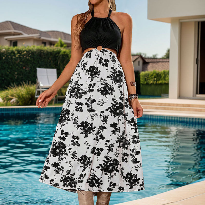 Damen Maxikleid mit raffiniertem Cut-Out und floralem Design EB