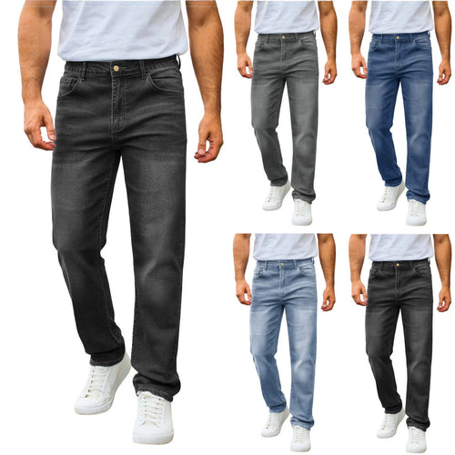 Herren nan lässige Straight-Leg-Jeans mit mittlerer Bundhöhe und Komfortstretch EB