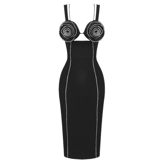 Damen figurbetontes Kleid mit floralem Spitzenbesatz und elegantem Schnürdetail EB