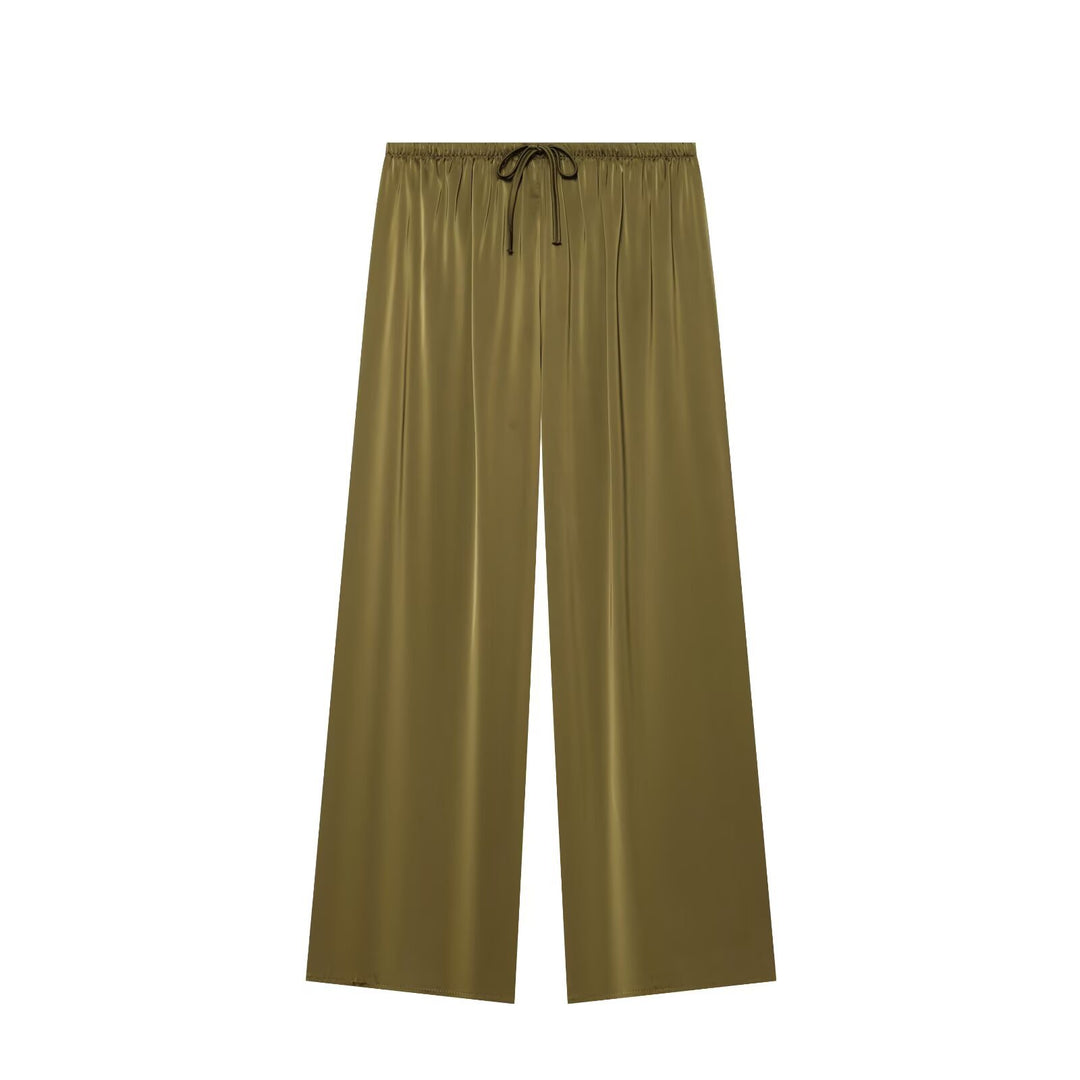 Damen nan luftig-weite Palazzo-Hose mit elastischem Bund und Kordelzug EB