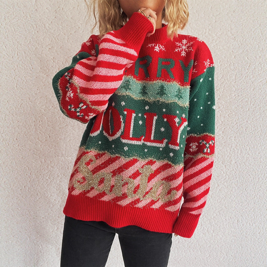 Damen Weihnachts-Pullover mit unverwechselbarem Motiv und gemütlichem Schnitt EB