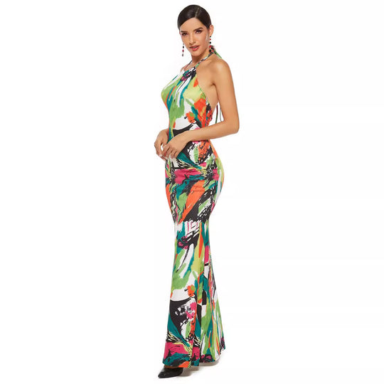 Damen Maxikleid mit aufregendem Farbdesign EB
